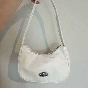 Urban Outfitters Y2K White Mini Shoulder Bag | Silver Chrome Planet Charm Purse
